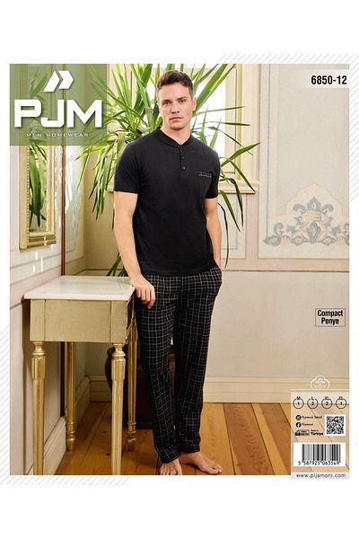 Pijamoni Ανδρικό Σετ Πυτζάμες με κοντό μανίκι με κουμπιά 6850/12 - 1 Τεμάχιο