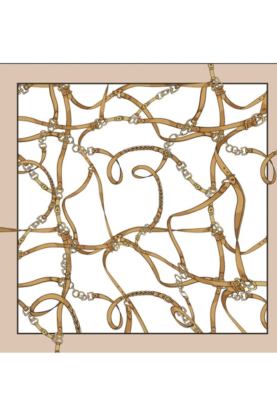 Mehrere Zincir Desen Twill İpek Eşarp