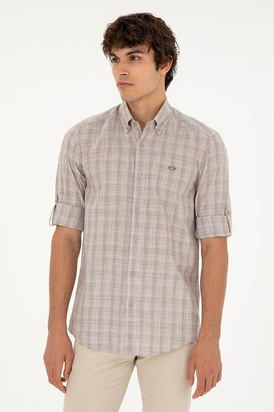 U.S. Polo Assn. Ανδρικό πουκάμισο Bubba Khaki 1831004
