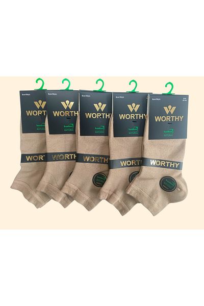 WORTHY SOCKS Ανδρικές κάλτσες αστραγάλου μπαμπού χωρίς ραφές 5 συσκευασιών
