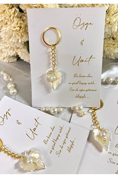 mihi hediyelik İncili Çınar Yaprağı Anahtarlık 10ADET