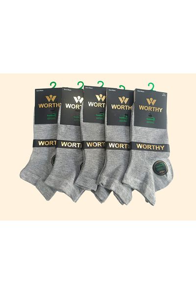 WORTHY SOCKS Комплект от 5 мъжки безшевни бамбукови чорапи до глезена