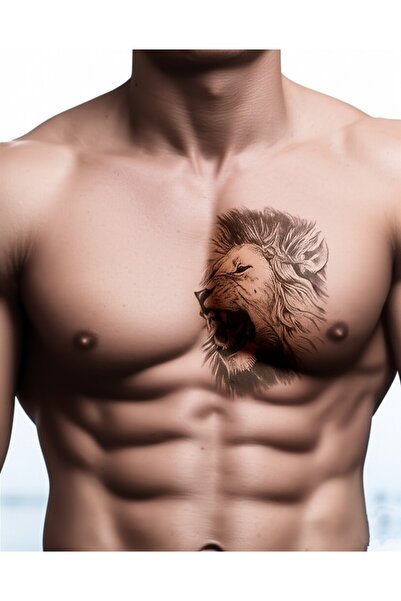 KANİNCHEN Kükreyen Aslan Kafası Geçici Dövme Güç Ve Cesaret Sembolü Tattoo