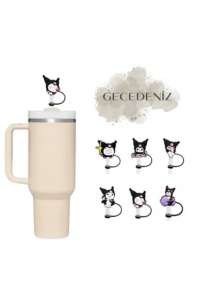 GECEDENİZ Straw Stopper Kuromi Character Thermos Compatible No5
