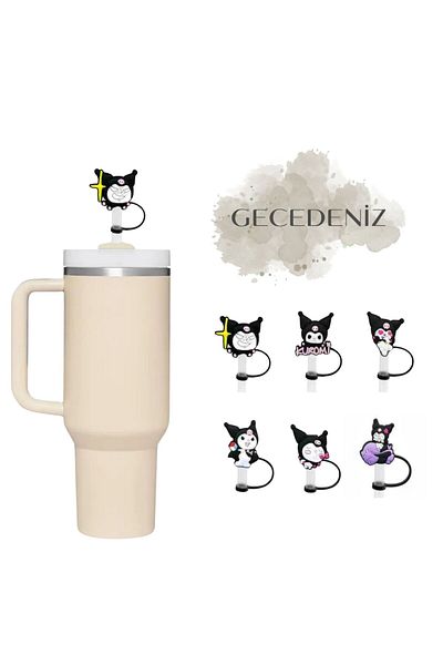 GECEDENİZ Straw Stopper Kuromi Thermos Compatible No1