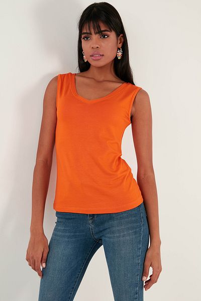 Lela Slim Fit V-Neck Thick Strap 2'Li Package Blouse Bluz 5864384S2