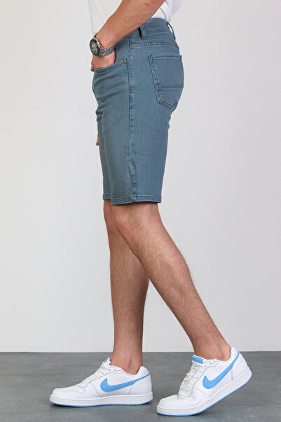 HLT JEANS Ανδρικό τζιν σορτς με άνετη κοπή Lycra Flexible Blue Jenim Hlthe001955