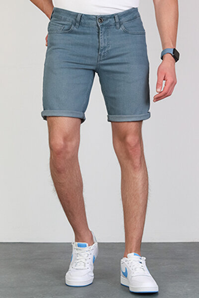 HLT JEANS Ανδρικό τζιν σορτς με άνετη κοπή Lycra Flexible Blue Jenim Hlthe001955