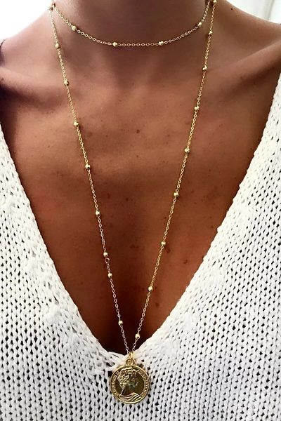fullcontrol Women's Gold Color Long Locket Necklace