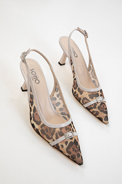 SOHO Beige Patent Leather-Leopard Women's Classic Heeled Shoes 20649