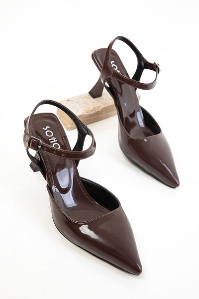 SOHO Braune Lackleder Damen Klassische Schuhe mit Absatz 20644