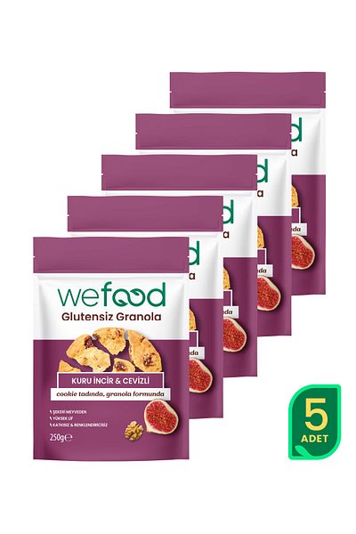 Wefood Gluten Free Granola with Dried Figs & Walnuts 250 Gr 5 Pack