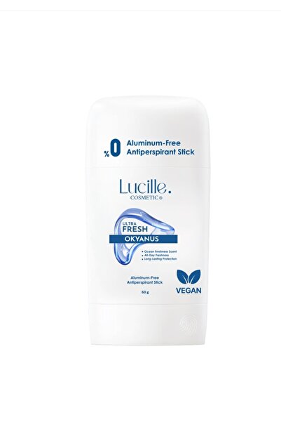 Lucille %100 Vegan Alüminyum İçermeyen Tüm Gün Etkili Erkekler İçin Stick Deodorant - Okyanus Esanslı 60 ML