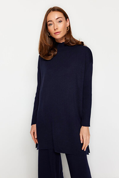 Trendyol Modest Sötét sötétkék hasított széles lábú kötöttáru alsó-felső készlet TCTAW24US00028