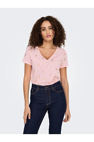 JDY Jdydora Dodo S/S Foil V-Neck Top Jrs