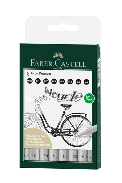 Faber Castell Ecco Pigment Set 8'li 0.05 0.1 0.2 0.3 0.4 0.5 0.6 07 Uç Ergono...