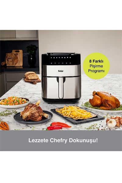Fakir Airfryer Uno Chefry 5l, 1750w, Ecran Digital, 200 °c, 8 Programe (INCL. DESHIDRATARE), Timer