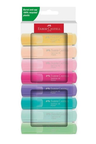 Faber Castell Highlighter Set of 8, Pastel Colors, 3 Different Line Thicknesses, New Formula for More Glow
