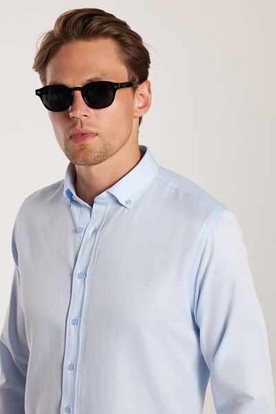 Tudors Cămașă pentru bărbați, slim fit, slim fit, din bumbac, ușor de călcat, cu guler cu nasturi