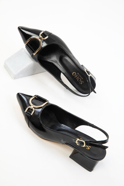 SOHO Siyah Rugan Kadın Klasik Topuklu Ayakkabı 20643