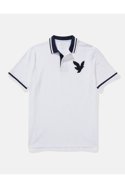 AMERICAN EAGLE Ae Logo Flex Pique Polo Shirt