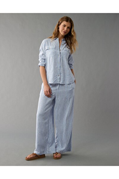 AMERICAN EAGLE Ae Weekend Vibes Long-Sleeve Button-Up Shirt