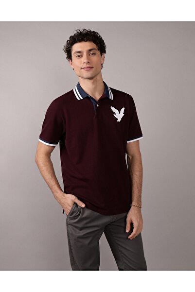 AMERICAN EAGLE Ae Logo Flex Pique Polo Shirt