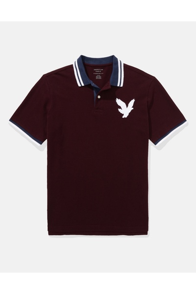 AMERICAN EAGLE Ae Logo Flex Pique Polo Shirt