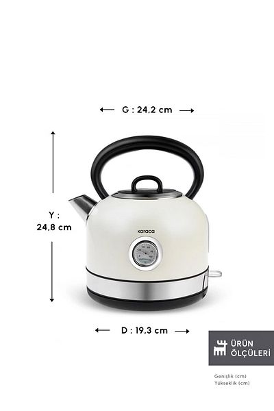 Karaca Retro Cream 2200W Kettle - 2202 Model Kettle