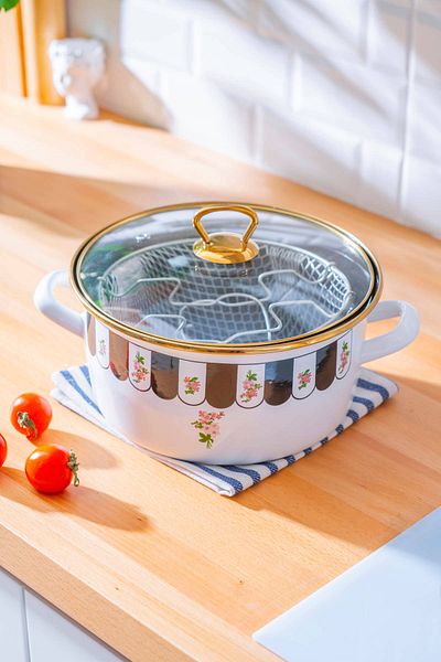 ACAR Luma Induction Compatible Enamel Frying Pot - 22 cm