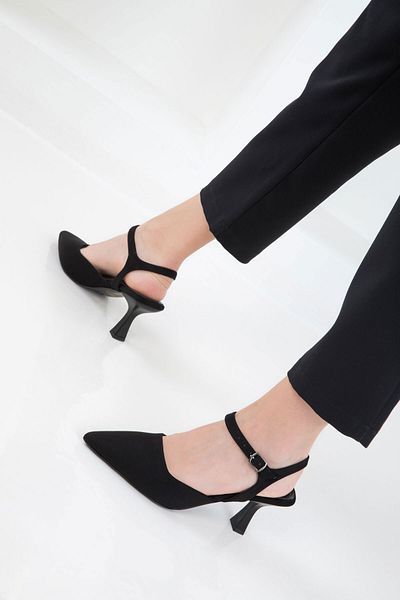 SOHO Black Suede Women's Classic Heeled Shoes 20644
