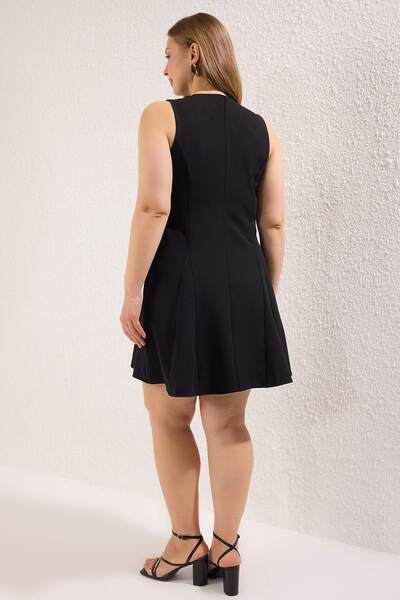 Trendyol Curve Чорна ткана міні-сукня-піджак на ґудзиках