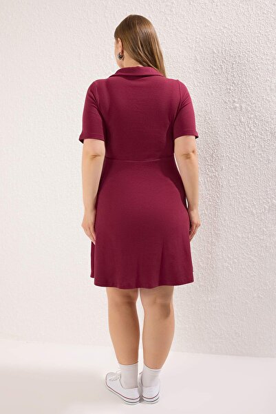 Trendyol Curve Φόρεμα Plum Camisole Knitted Plus Size