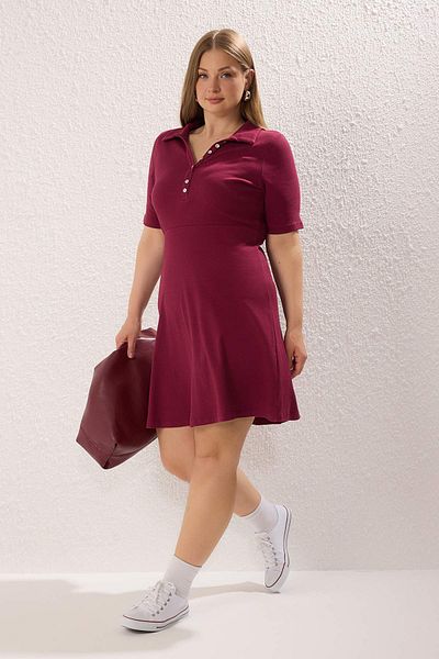Trendyol Curve Plum Camisole kötött nagy méretű ruha
