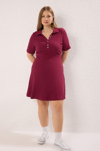 Trendyol Curve Plum Camisole kötött nagy méretű ruha