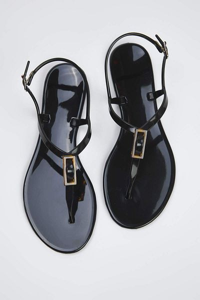 TRENDYOL SHOES Fekete zselés flip-flop női szandál TAKSS25SD00065