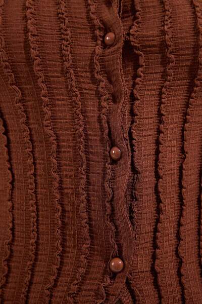 Trendyol Collection Καφέ Πλεκτά Πλεκτά Πλεκτά Μπλούζα με κανονική/κανονική εφαρμογή TWOSS25BZ00385