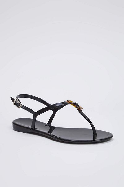 TRENDYOL SHOES Fekete zselés flip-flop női szandál TAKSS25SD00065