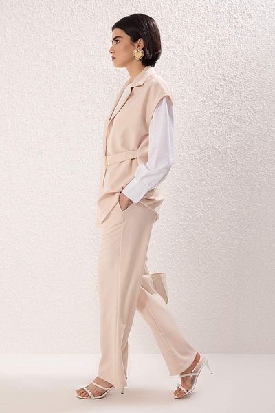 Trendyol Modest Beige Vest-Pants Woven Bottom-Top Suit Tctss25Us00024