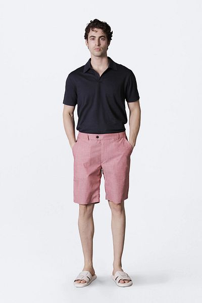 Isaora 100% Cotton Regular Fit Regular Waist Pocket Short Men's Short M24S6301 Pwdrd