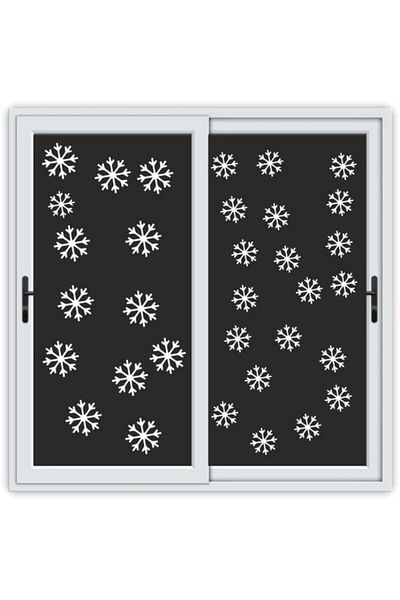 hediyenebak Snowflakes Sticker Label - New Year Themed - Glass, Door Wall, Window 6X6 cm 48Pcs