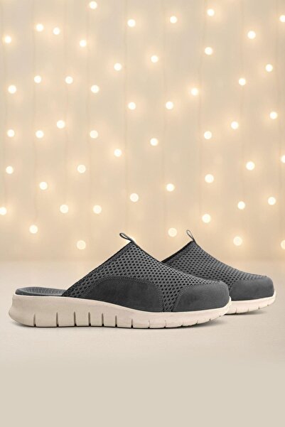 heep Medikal Koyu Gri Krem Tabanlı Comfort Spor Terlik