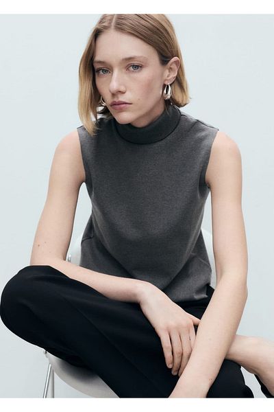 MANGO Woman Sleeveless turtleneck blouse