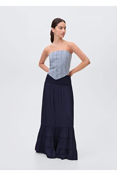 Mango Teen Довга спідниця з піджмуреними поясом