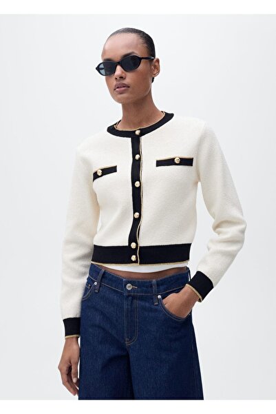 MANGO Woman Strickjacke mit Schmuckknöpfen
