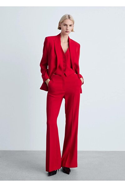 MANGO Woman بنطلون قماش Wideleg