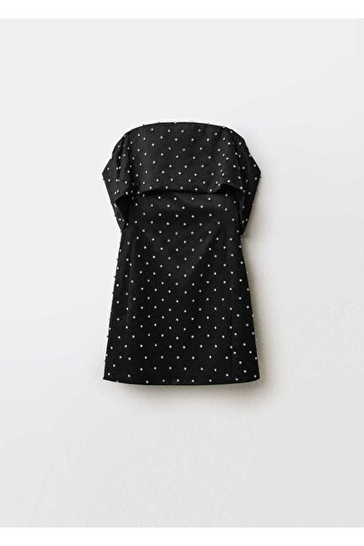 MANGO Woman Parlak aplikeli straplez elbise