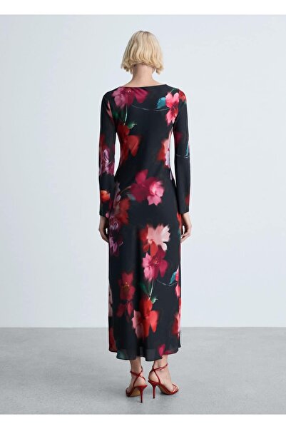MANGO Woman Çiçek desenli midi elbise