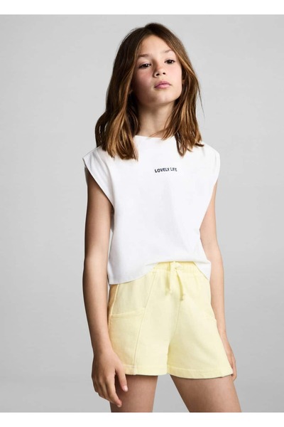 MANGO Kids Elastik belli pamuklu şort