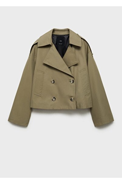 MANGO Woman Çift düğmeli kısa trençkot